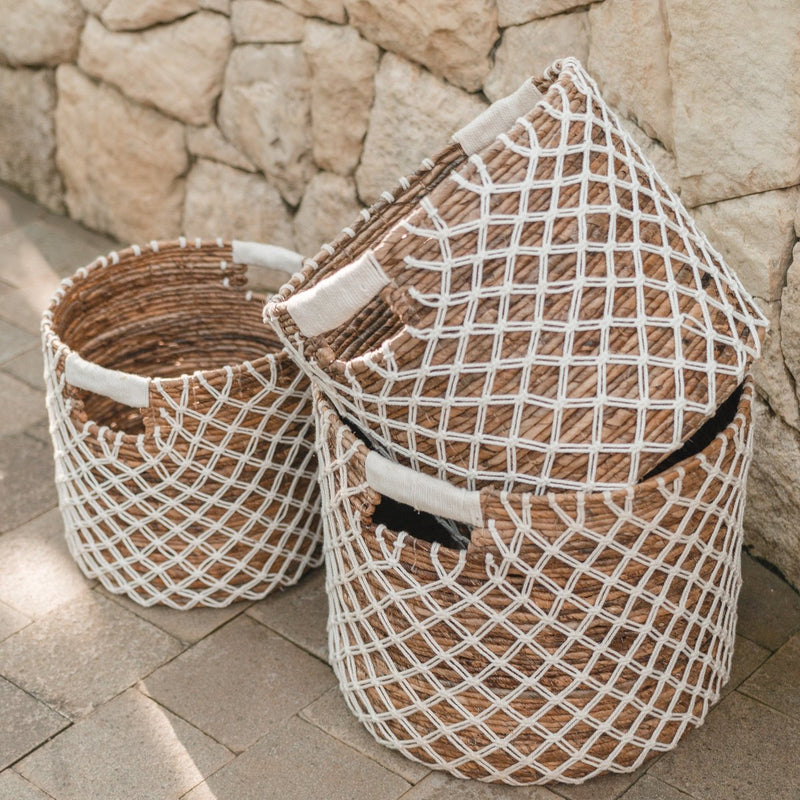 Storage Basket PURA | Plant Basket | Laundry Basket (white) made from Banana Fibre (3 sizes)