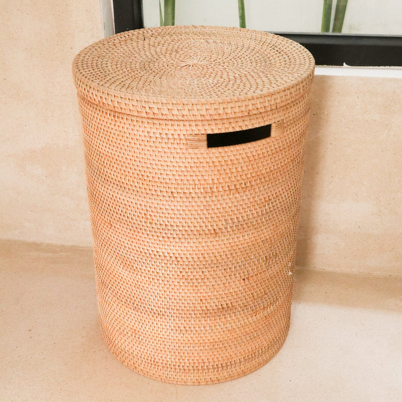 Laundry Basket with Lid Storage Basket made from Rattan SARI (2 sizes)