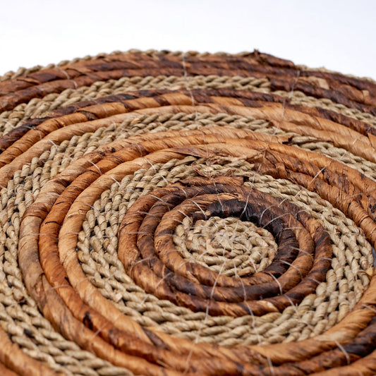 Placemat (Set of 4 or 6) MATARAM | Boho Round Table Mat made of Banana Fibre & Seagrass 38 cm