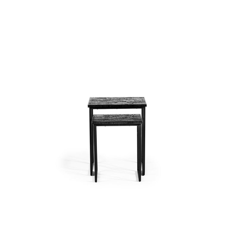 Side table set of 2, Aged Teak, B340 black