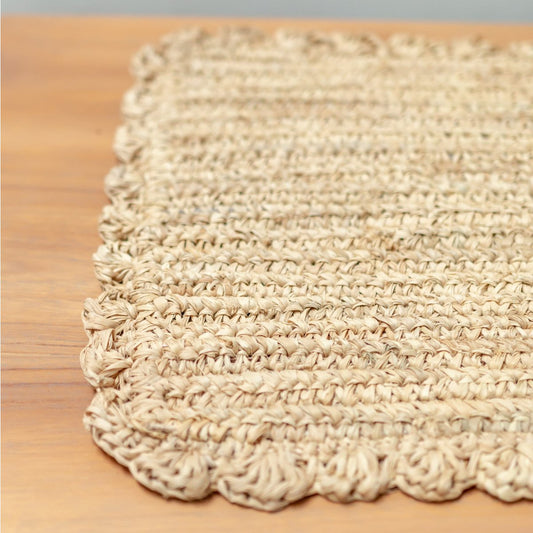 Placemat (set van 2, 4 of 6) 50x30 cm | Rechthoekige Boho Placemat KUARA Geweven van Raffia