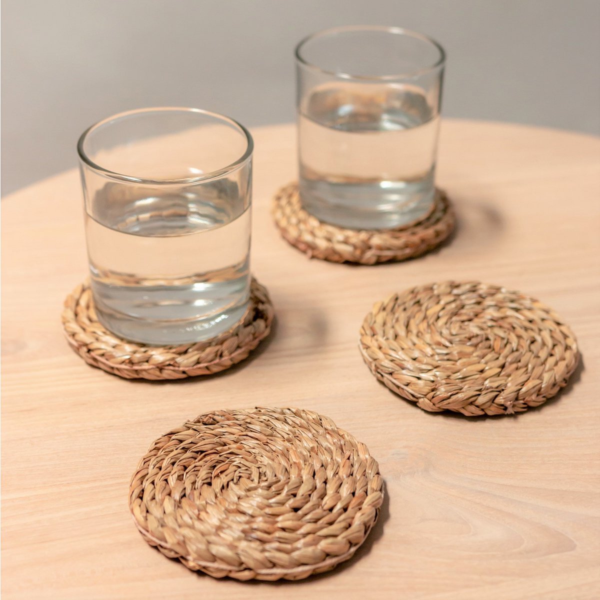 Coasters Woven from Seagrass Set of 4 or 8 Handmade Round Coasters SUKU