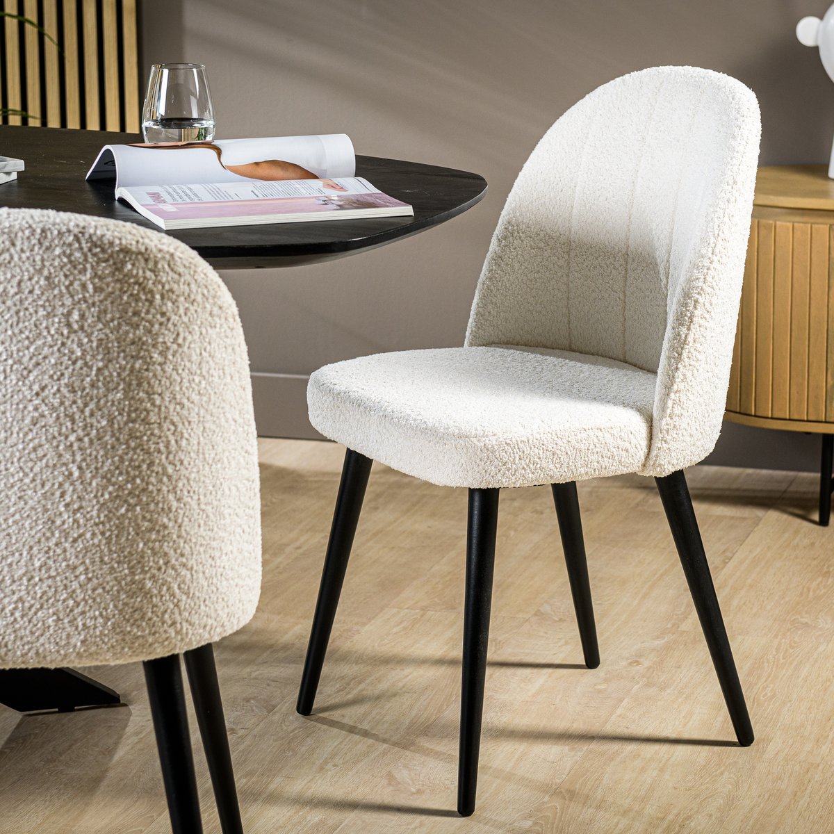 Dining room chair, set of 2, Luxery fabric, L520 off white