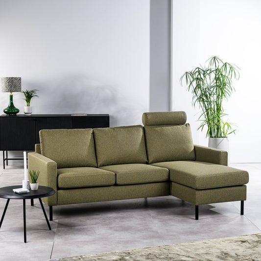 3 seater sofa CL L+R, with headrest, fabric Dillon, D156 green