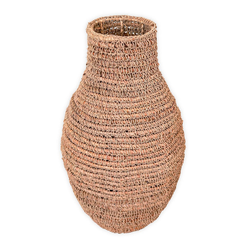 Woven Boho Vase SAKRA made from Banana Fibre and Raffia