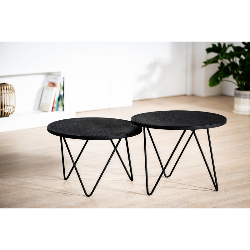 Round coffee table set of 2, Lava, B340 black