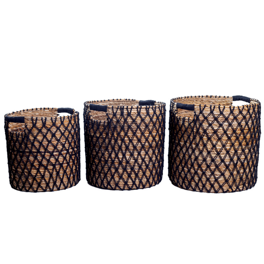 Storage Basket PURA | Plant Basket | Laundry Basket (black) made from Banana Fibre (3 sizes)