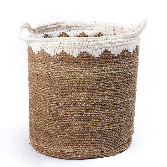 Large Laundry Basket Round Storage Basket Plant Basket Woven from Natural Fibres NIAS white (2 sizes)