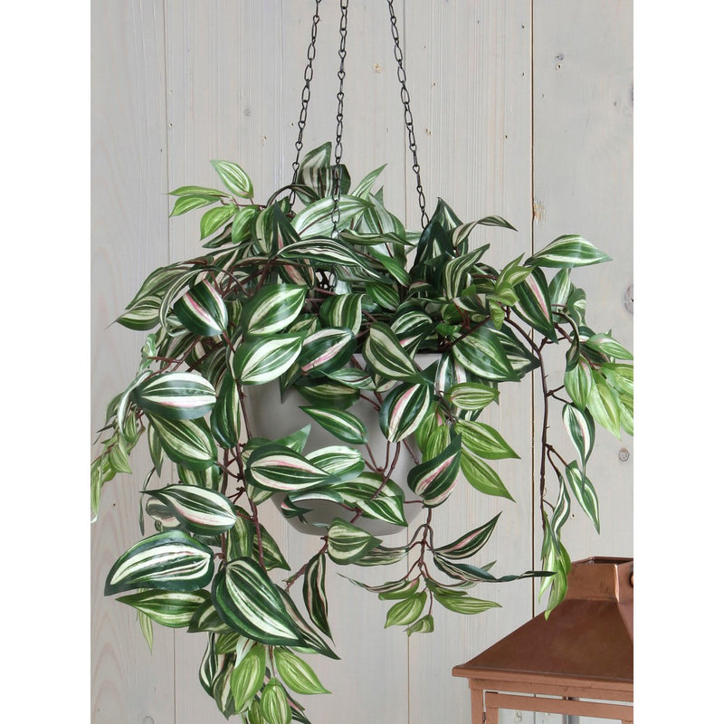 Tradescantia Artificial Hanging Plant in Stan Flower Pot - H45 x Ø25 cm - Green