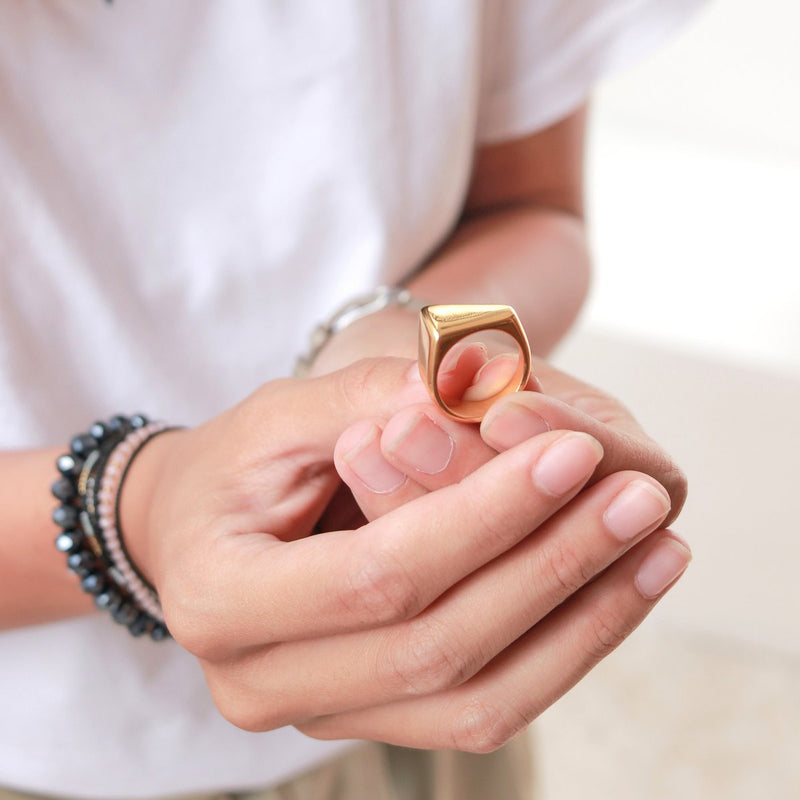 Minimalist ring 18k gold plated - gold ring 925 silver gold vermeil - triangular statement ring - JIMBARAN