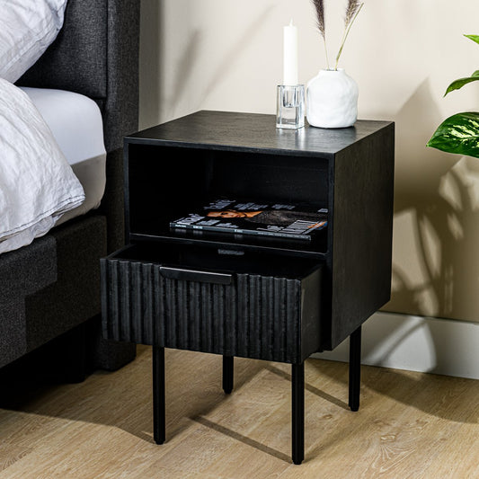 Bedside table, 1 drawer, A340 black