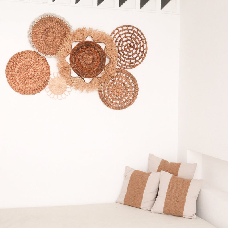 Tropical Wall Decoration Set 6 Mixed Pieces DALUM Boho Decor Handwoven from Natural Materials