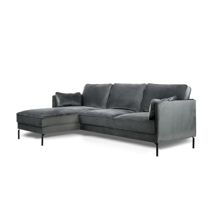 3 seater sofa CL left, Fashion Velvet fabric, F411 dark gray