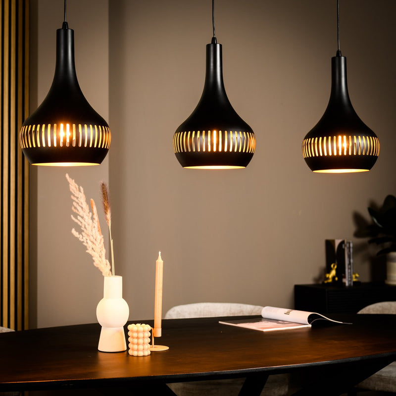 Hanging lamp, 3-light, H340 black