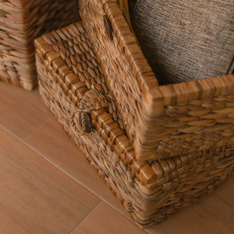 Trunk Basket | Laundry Basket with Lid KELANA made from Water Hyacinth (2 sizes)