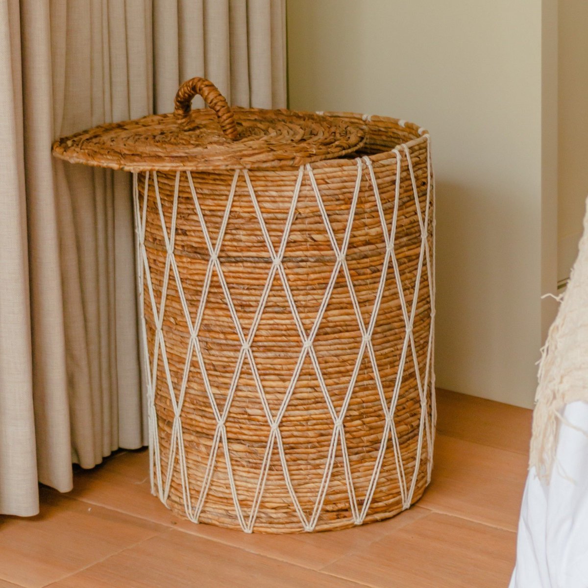 Laundry Basket with Lid KISA made from Banana Fibre