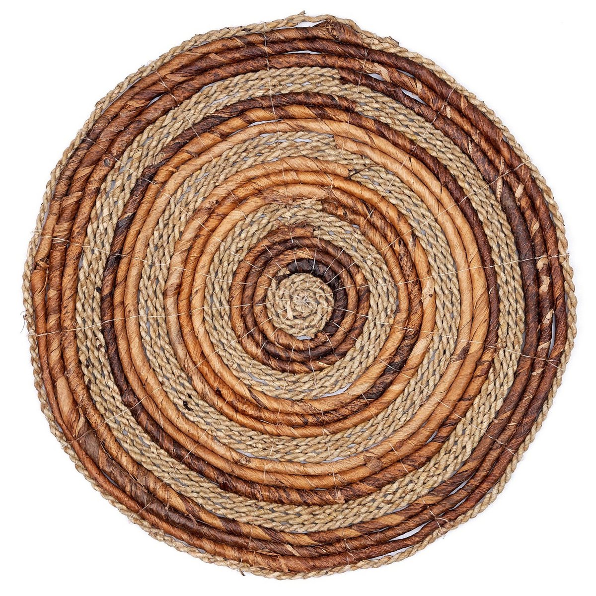 Placemat (Set of 4 or 6) MATARAM | Boho Round Table Mat made of Banana Fibre & Seagrass 38 cm