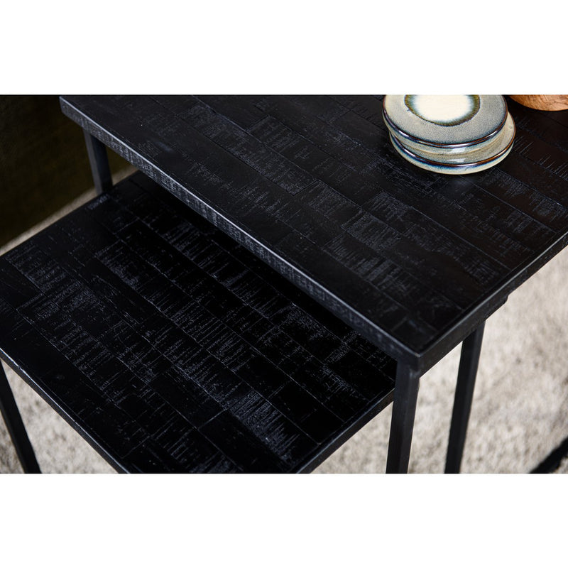 Side table set of 2, Aged Teak, B340 black