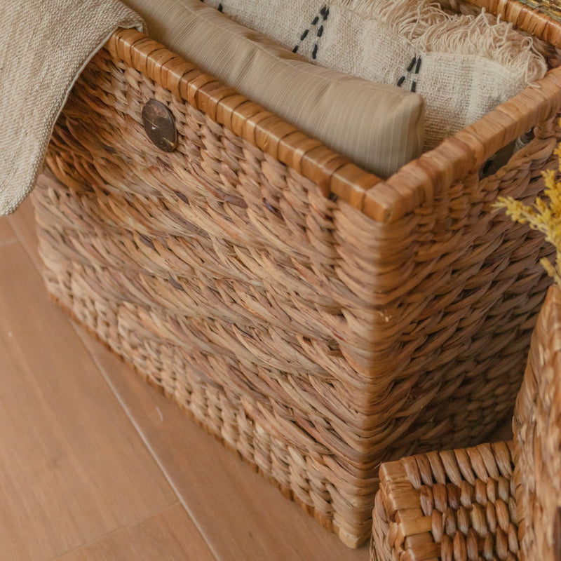 Trunk Basket | Laundry Basket with Lid KELANA made from Water Hyacinth (2 sizes)