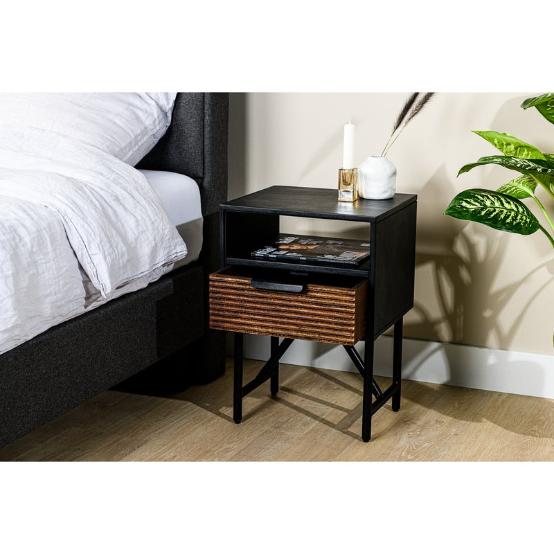 Bedside table, 1 drawer, A411 black