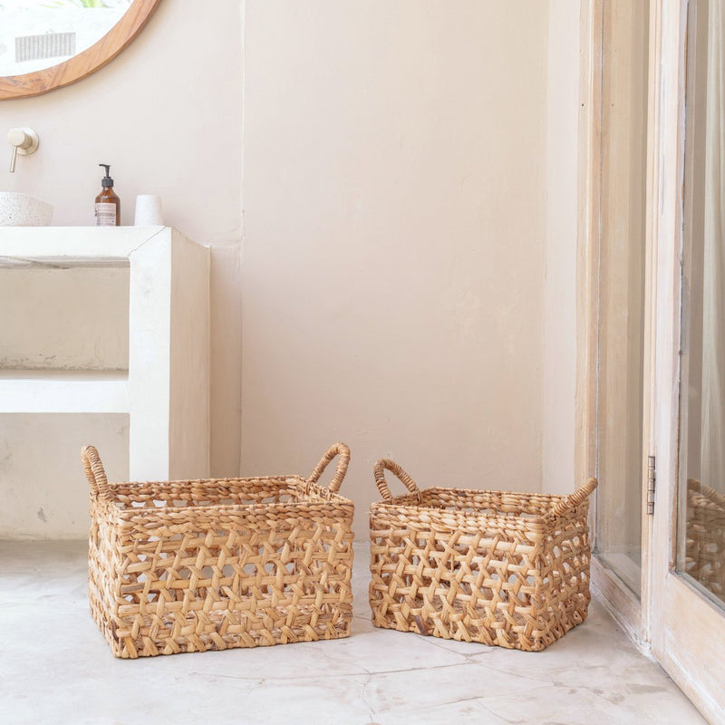 Storage Basket Rectangular Shelf Basket TANGAN Woven by Hand from Water Hyacinth (2 sizes)