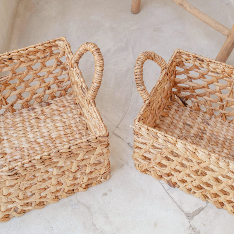 Storage Basket Rectangular Shelf Basket TANGAN Woven by Hand from Water Hyacinth (2 sizes)