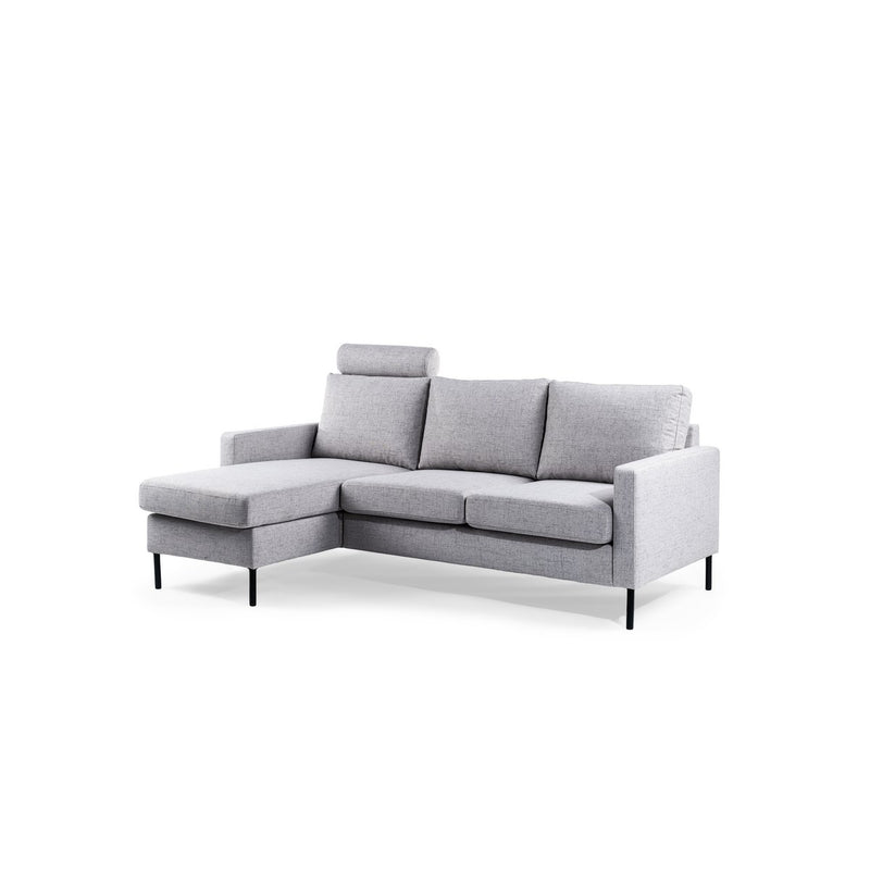 3 seater sofa CL L+R, with headrest, fabric Valente, V311 gray