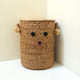 Laundry Basket for Children with Teddy Bear Face KIYOWO made from Water Hyacinth Woven Basket with Lid