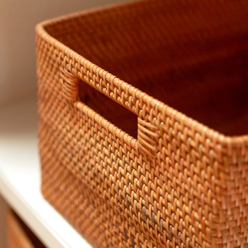 Shelf Basket made from Rattan Newspaper Basket Storage Basket Brown Handwoven Decorative Basket WARSA (3 sizes)