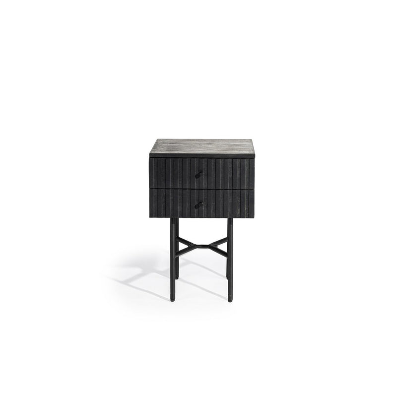 Bedside table, 2 drawers, B340 black