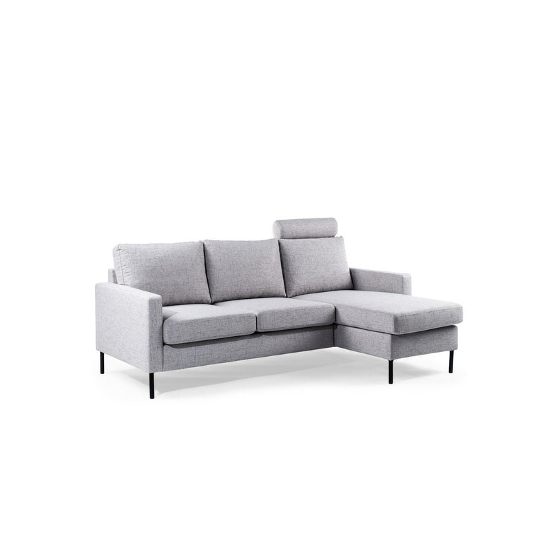 3 seater sofa CL L+R, with headrest, fabric Valente, V311 gray