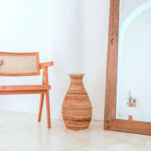 Woven Boho Vase TUMBAK made from Banana Fibre and Raffia