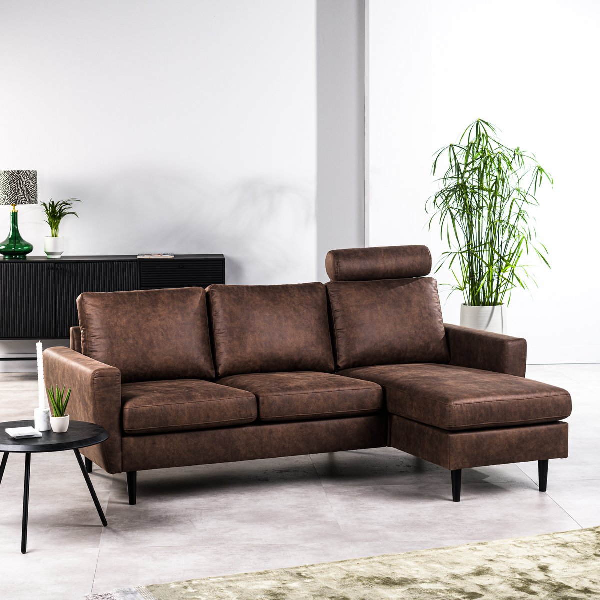 3 seater sofa CL L+R, with headrest, fabric Savannah, S430 brown