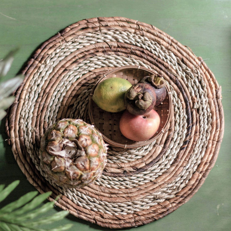 Placemat (Set of 4 or 6) MATARAM | Boho Round Table Mat made of Banana Fibre & Seagrass 38 cm