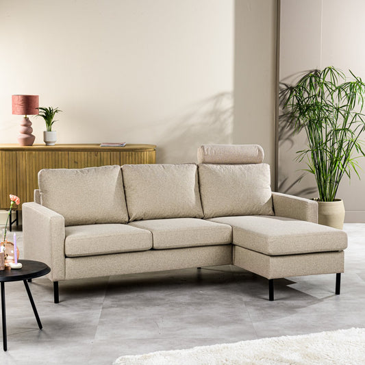 3 seater sofa CL L+R, with headrest, Dillon fabric, D460 beige