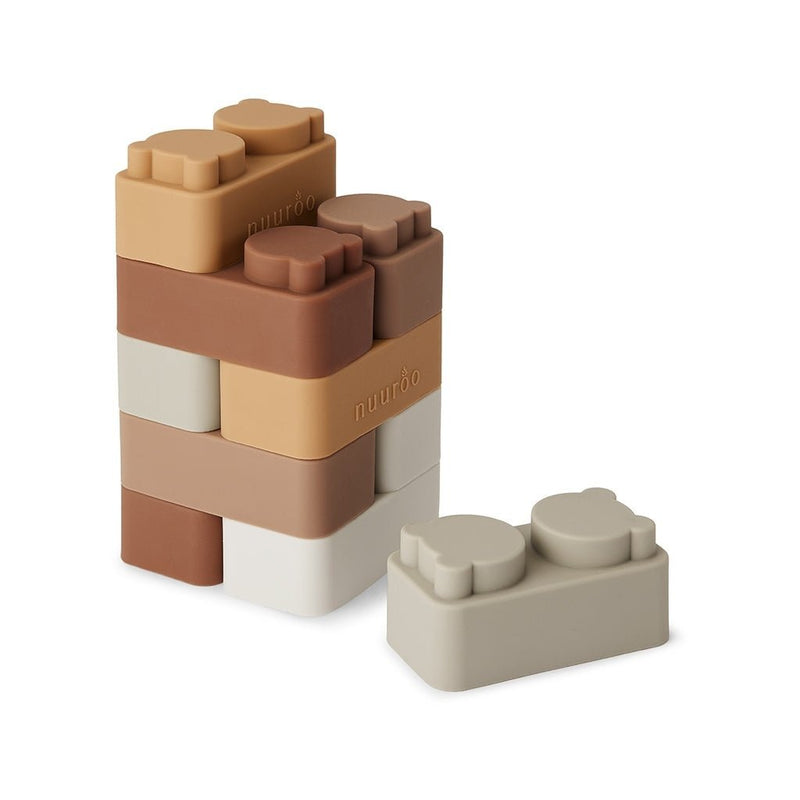 Pile silicone building bricks - 10 pcs-Brown color mix