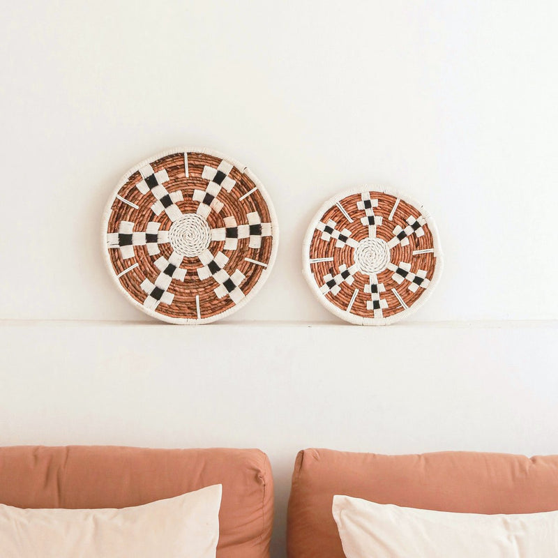 Wall Decor Round Boho Wall Basket or Flat Bowl TAMAN made of Banana Fibre (2 sizes)