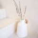 Vase White Small Decorative Vase for Dried or Fresh Flowers Hand Cast from Clay with Rattan Handle SANA