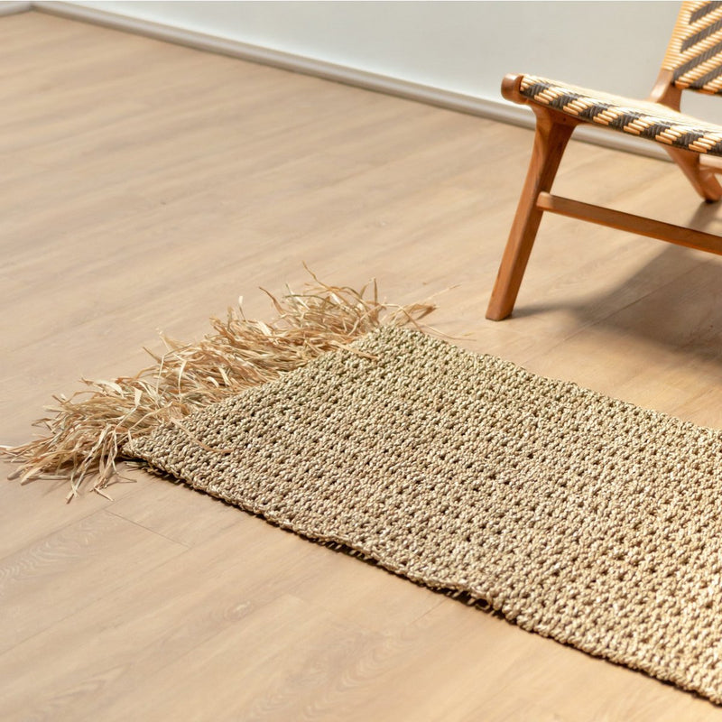 Seagrass Rug with Tassles 120x60 cm Woven Boho Carpet made of Seagrass BARA