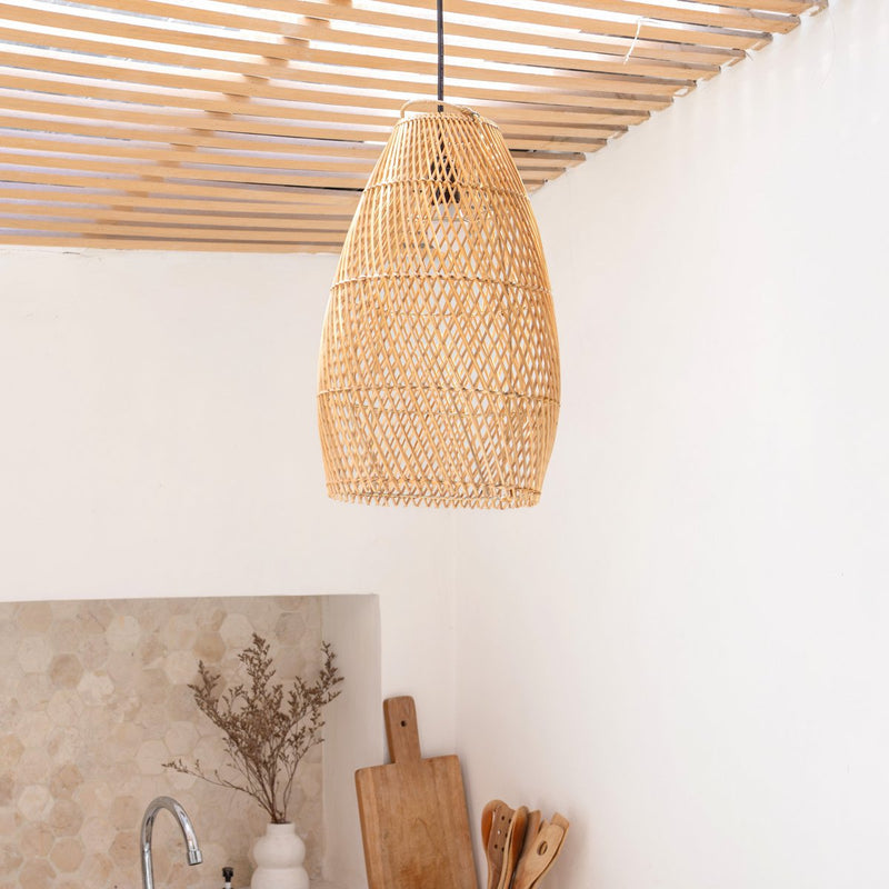 Rattan Ceiling Lamp Boho Lampshade TABUNG