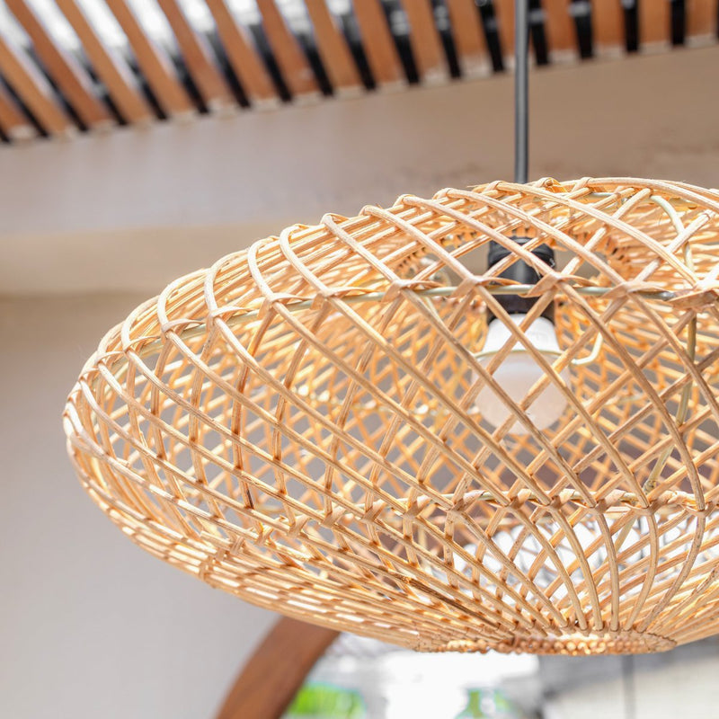 Rattan Lamp Natural Lampshade ARANA Flat Shaped Ceiling Lamp Pendant Lamp Made of Natural Fibres