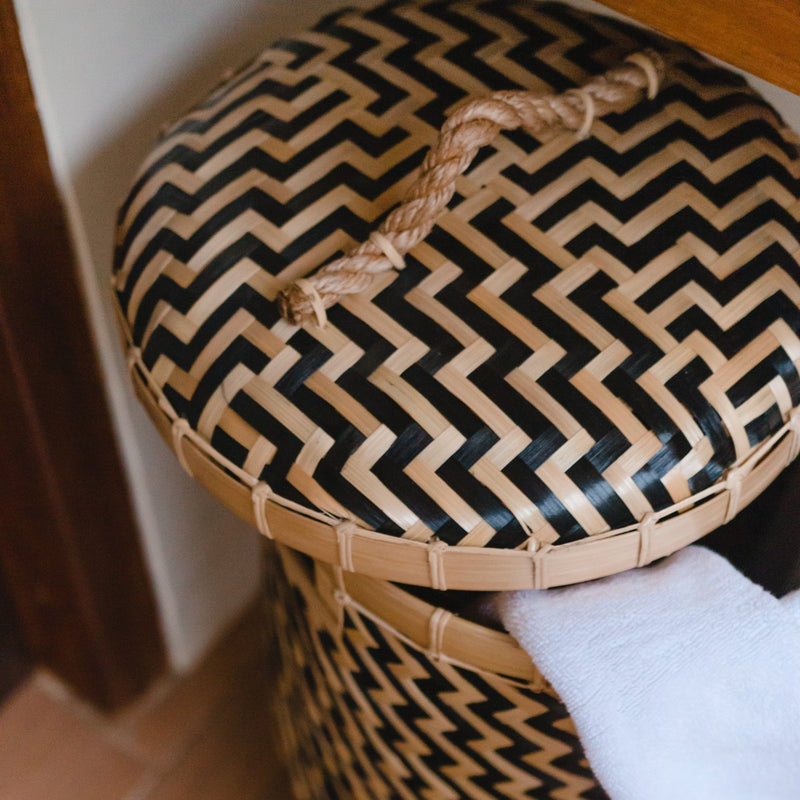 Laundry Basket with Lid NABIRE made from Bamboo