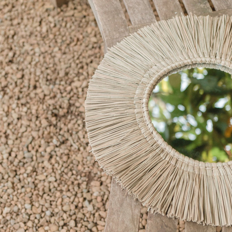 Wall Mirror from Seagrass Round with 60 cm Diameter RIMBA