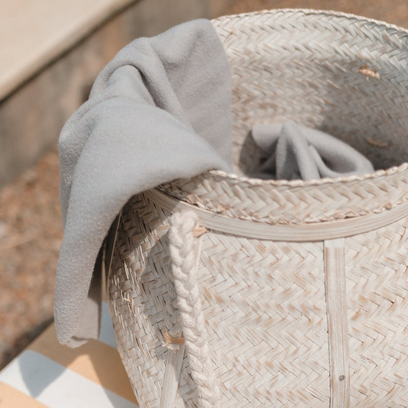 White Basket BIKU | Plant Basket | Laundry Basket | Large Boho Storage Basket Round Made of Bamboo