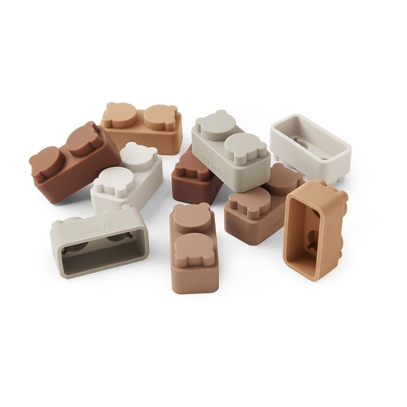 Pile silicone building bricks - 10 pcs-Brown color mix