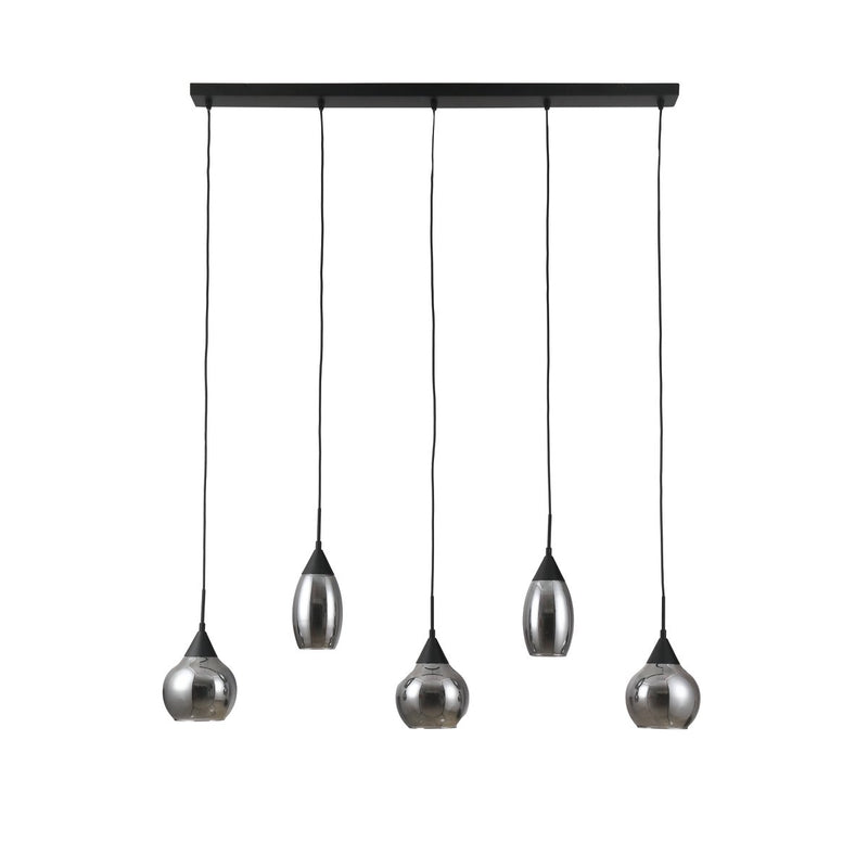 Hanglamp, 5-lichts, H340 smoke glas