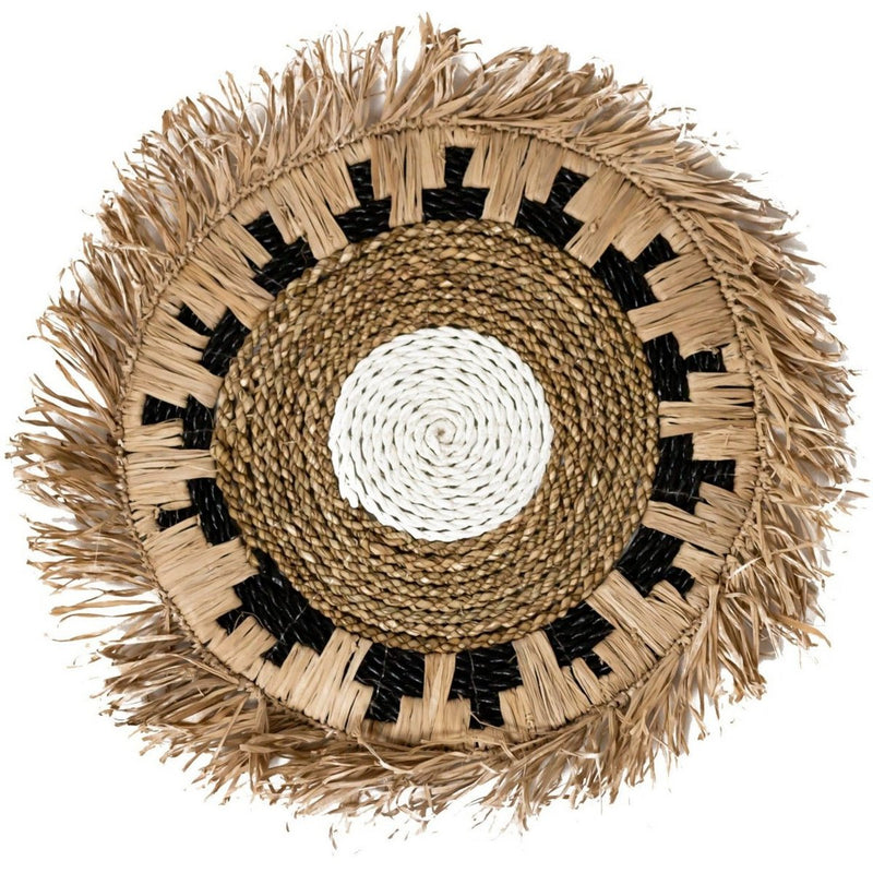 Placemat PAGU (Set of 2, 4 or 6) 45 cm | Boho Table Mat with Fringes made of Raffia