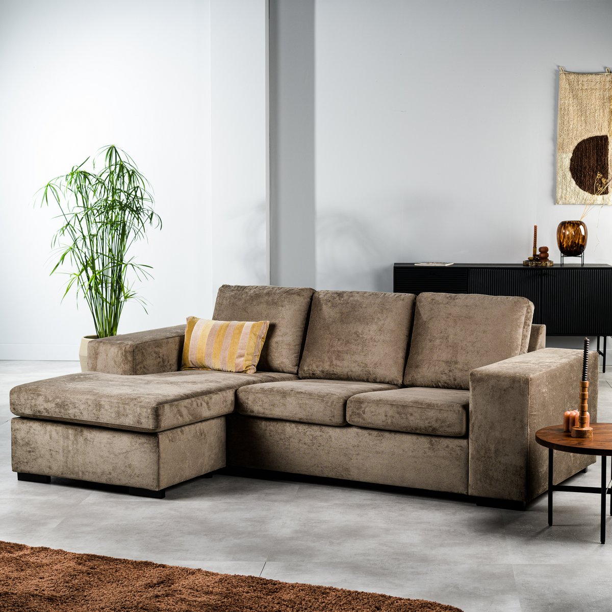 3 seater sofa CL L+R, fabric Hotel Chique, H430 brown