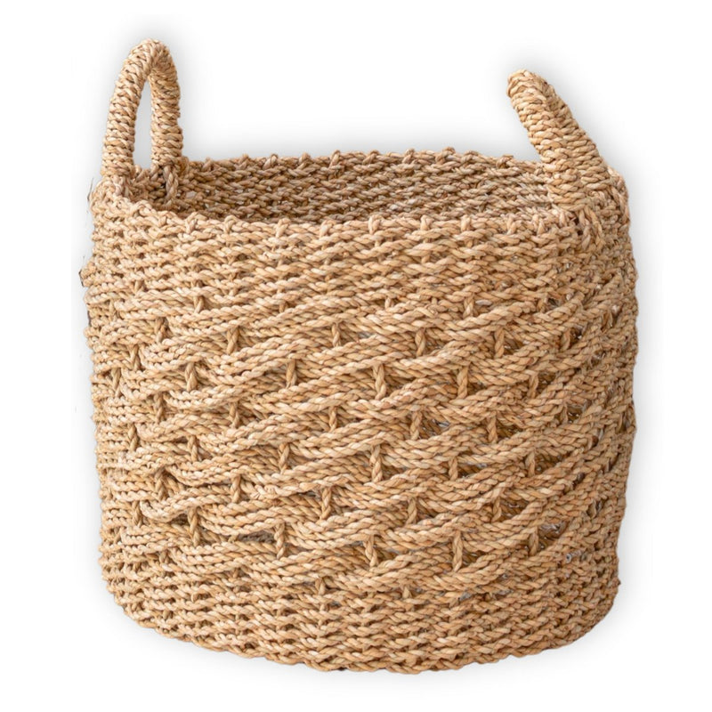 Large Laundry Basket Round Storage Basket Decorative Basket Woven from Natural Fibres MASILA (2 sizes)