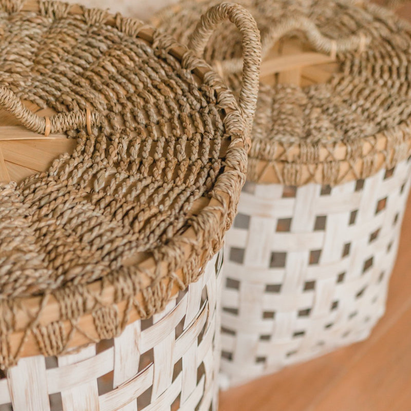 Laundry Basket with Lid IRAYA made from Bamboo